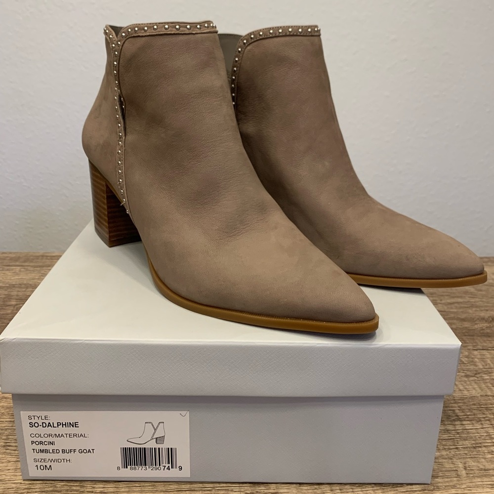 Sole Society So Dalphine Pointed Toe Taupe Ankle Booties Size 10 New in Box
